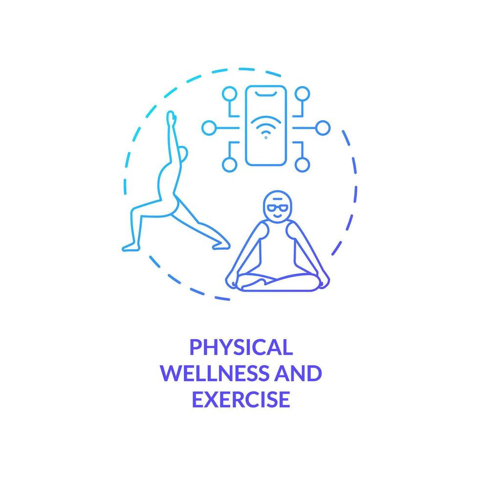 2D thin line gradient icon physical wellness and exercise concept, isolated vector, blue illustration representing arena. vector