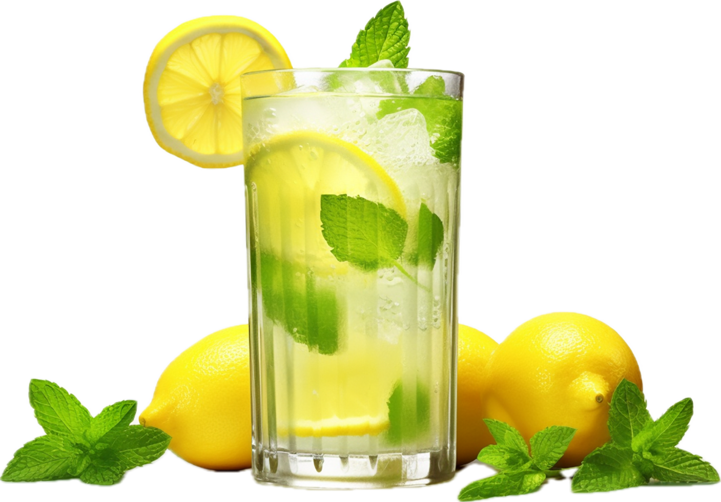 AI generated mojito cocktail with lemon and mint png