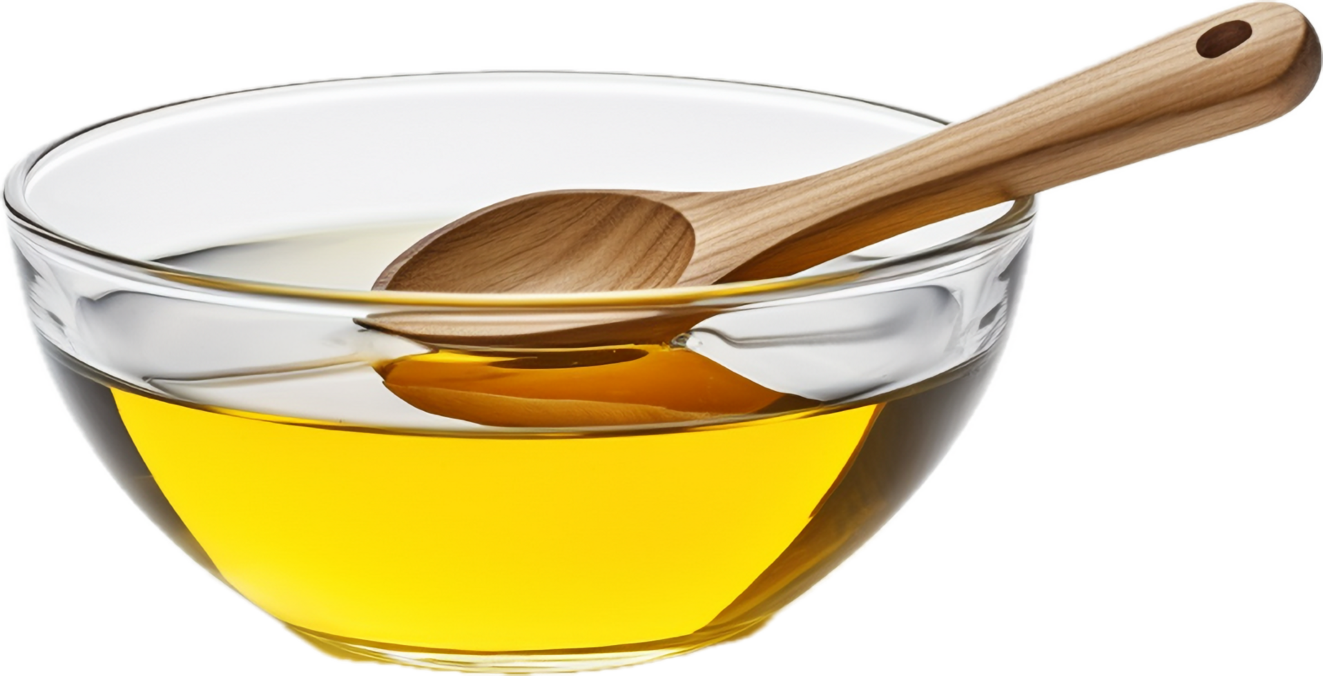 AI generated vegetable cooking oil in glass bowl png