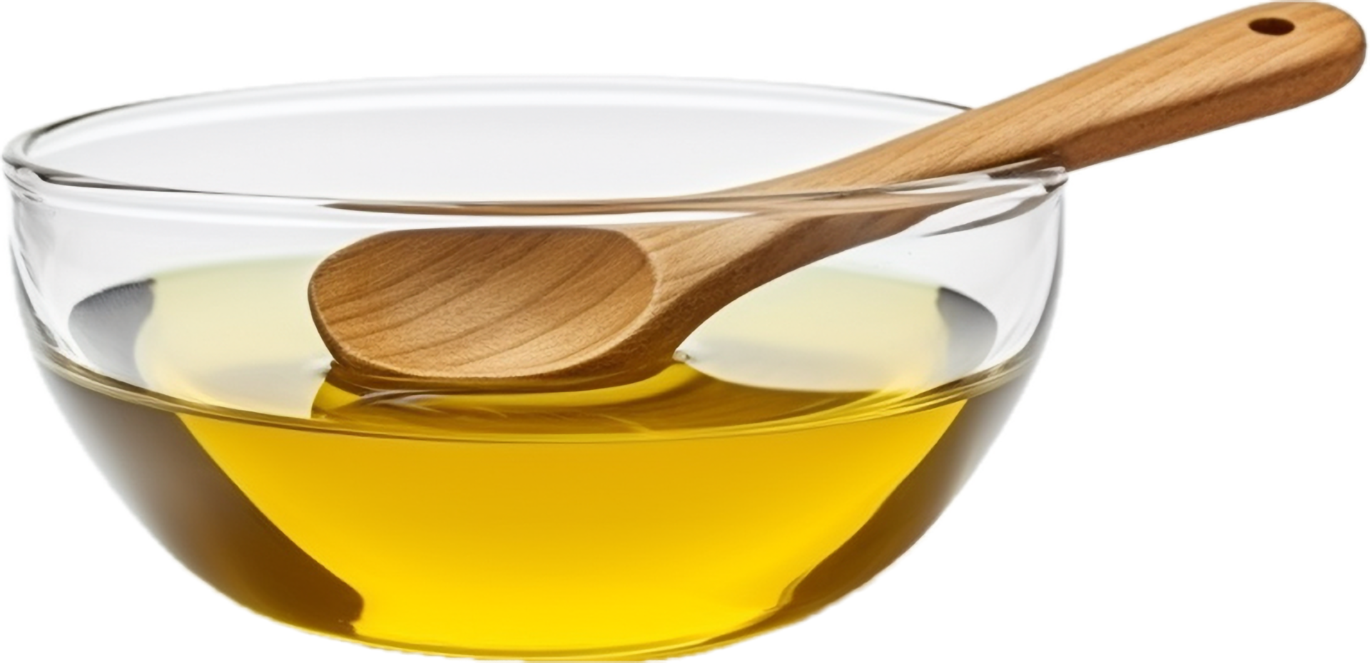 AI generated vegetable cooking oil in glass bowl png