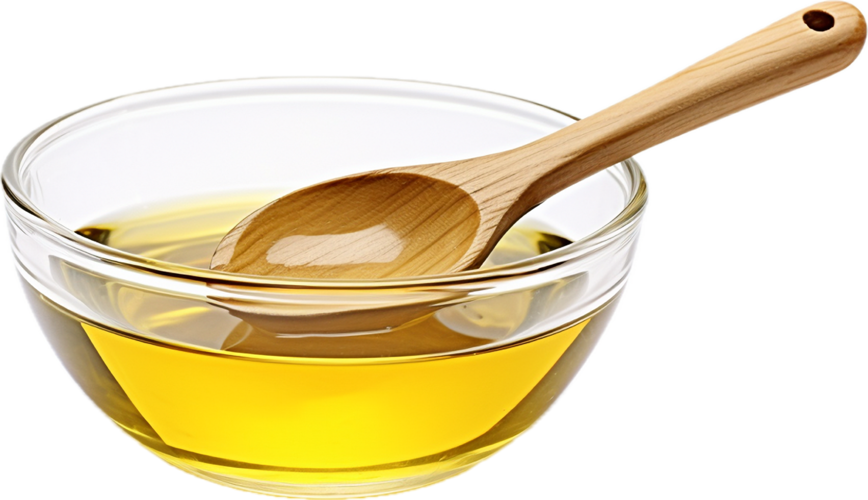 AI generated vegetable cooking oil in glass bowl png