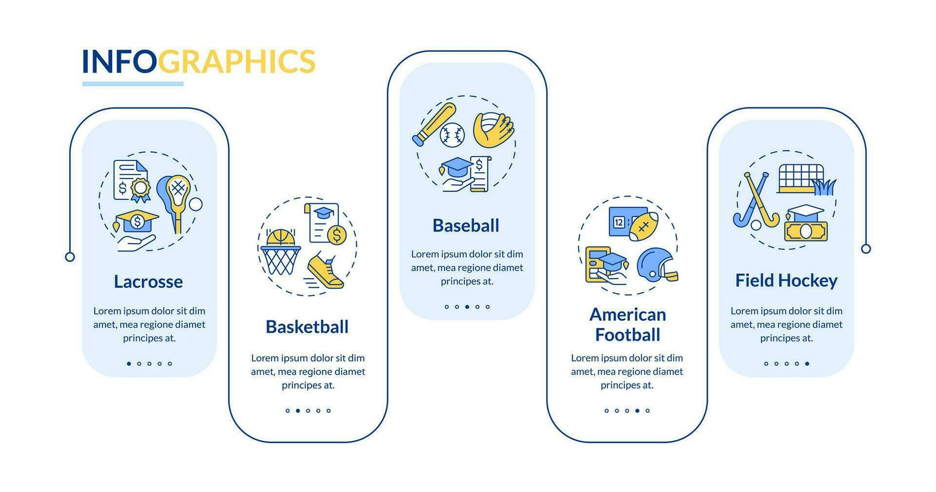 2D athletic scholarship vector infographics template with thin line icons, data visualization with 5 steps, process timeline chart.