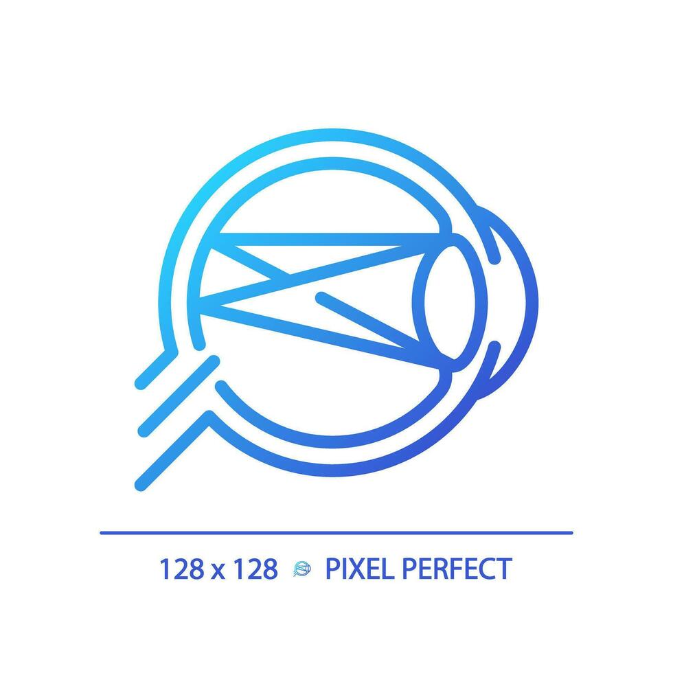 2D pixel perfect gradient astigmatism icon, isolated vector, thin line illustration representing eye care. vector