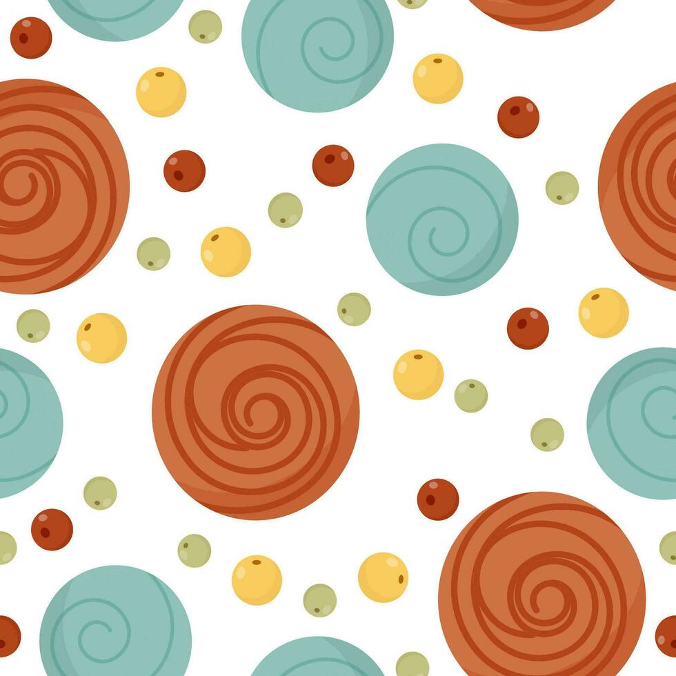 Seamless pattern of balls of thread and beads vector