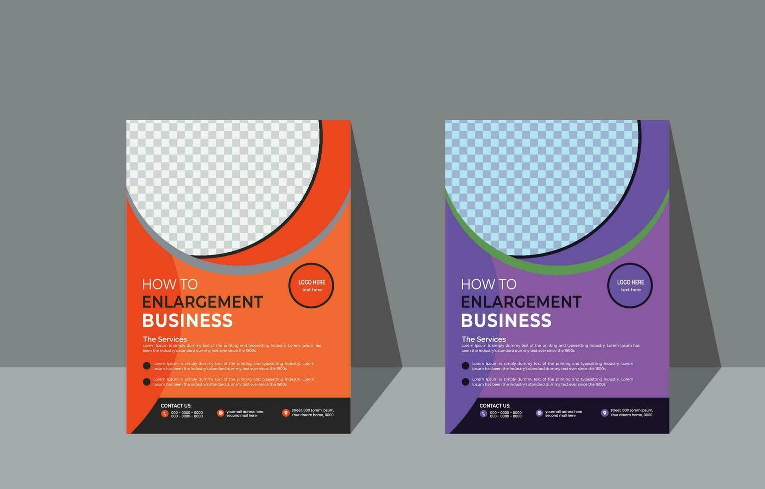 Corporate creative colorful business flyer template design set, abstract business flyer, vector