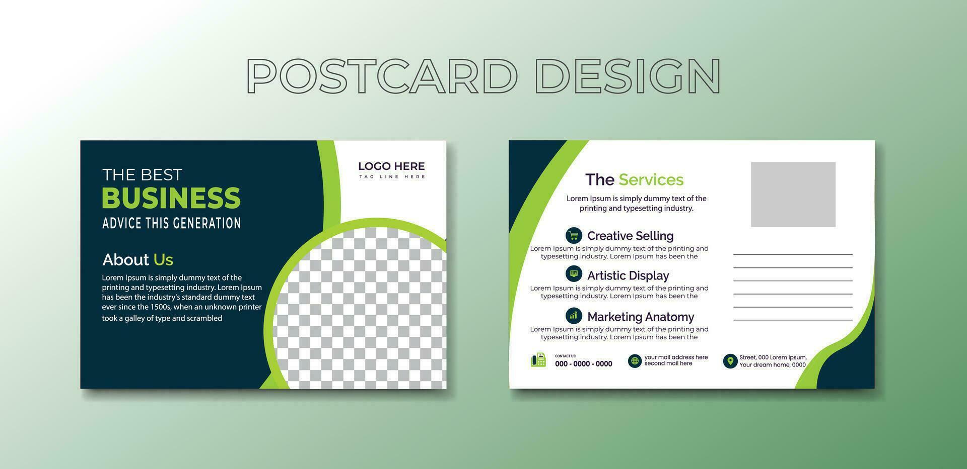 Creative And Professional Free Postcard Design Template, Corporate Postcard Vector. vector
