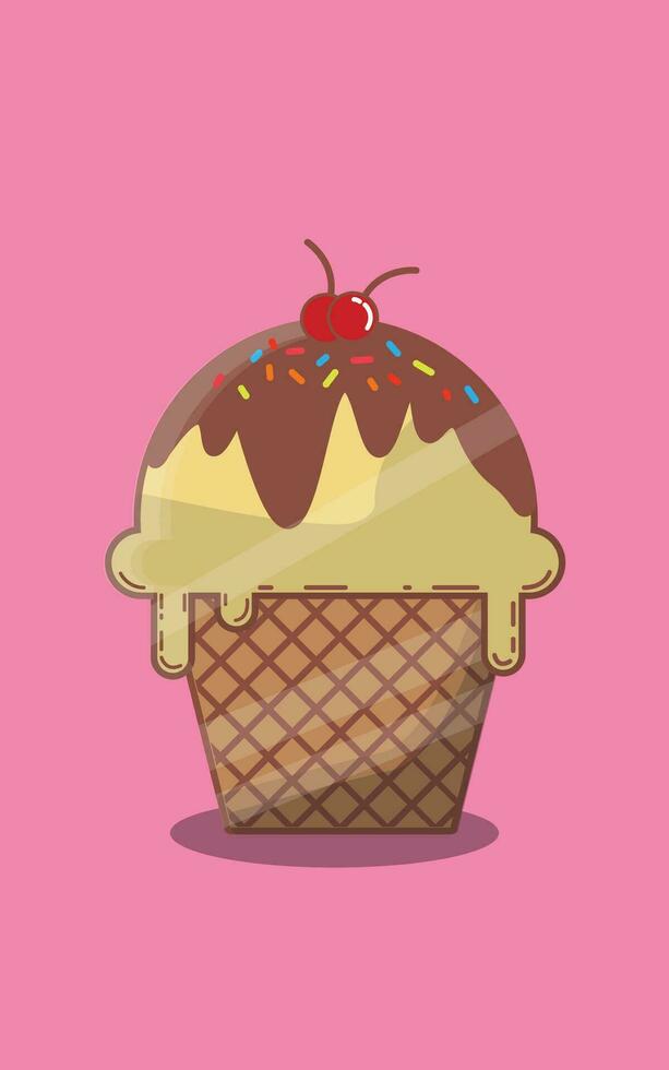 Ilustration vector of Ice Cream Cone. Suitable for ice cream banner product.