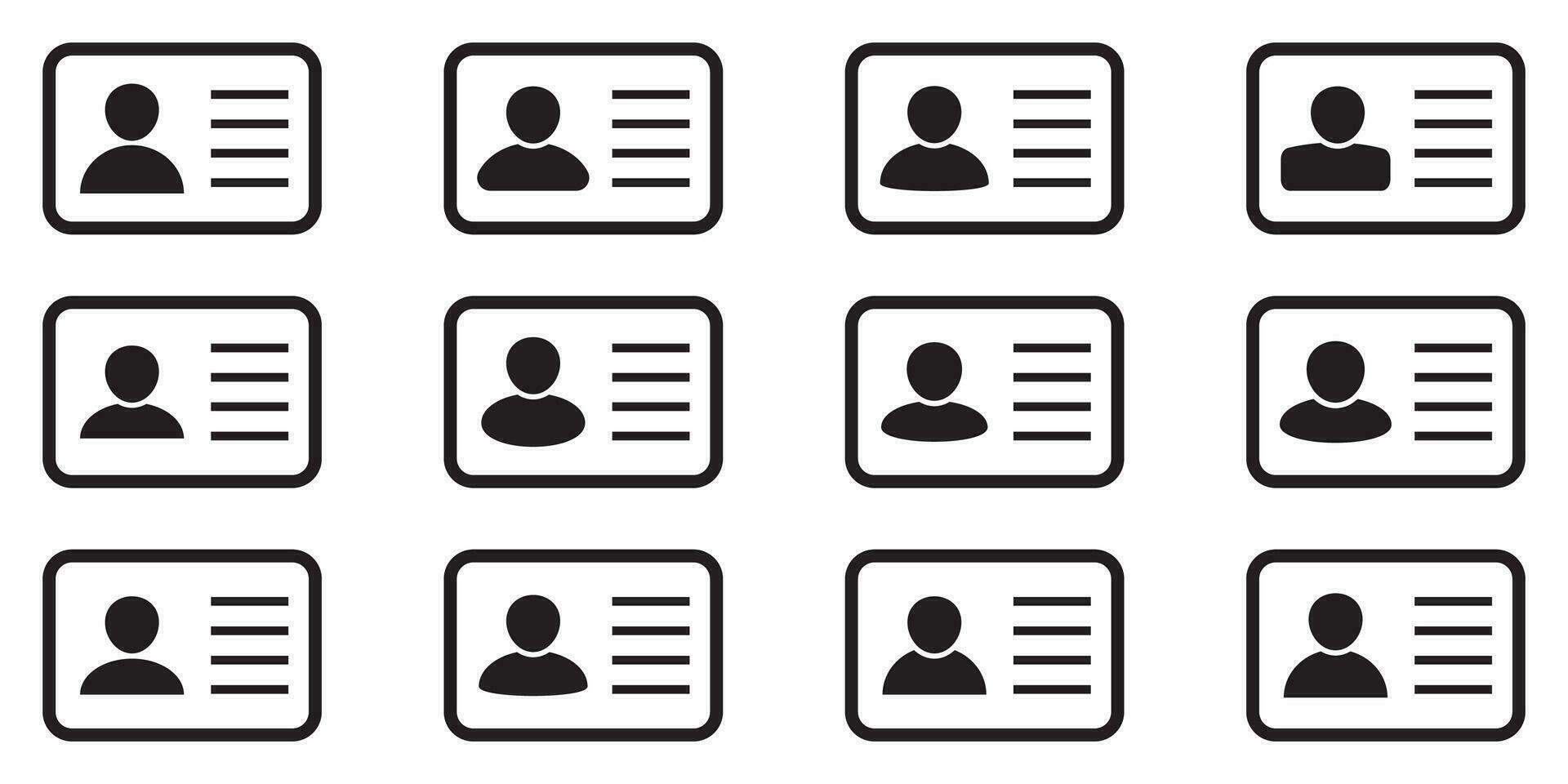 ID Card icon. Employee clerk card, driver license, Identification card, staff identification card symbol. Design for website and mobile app. vector