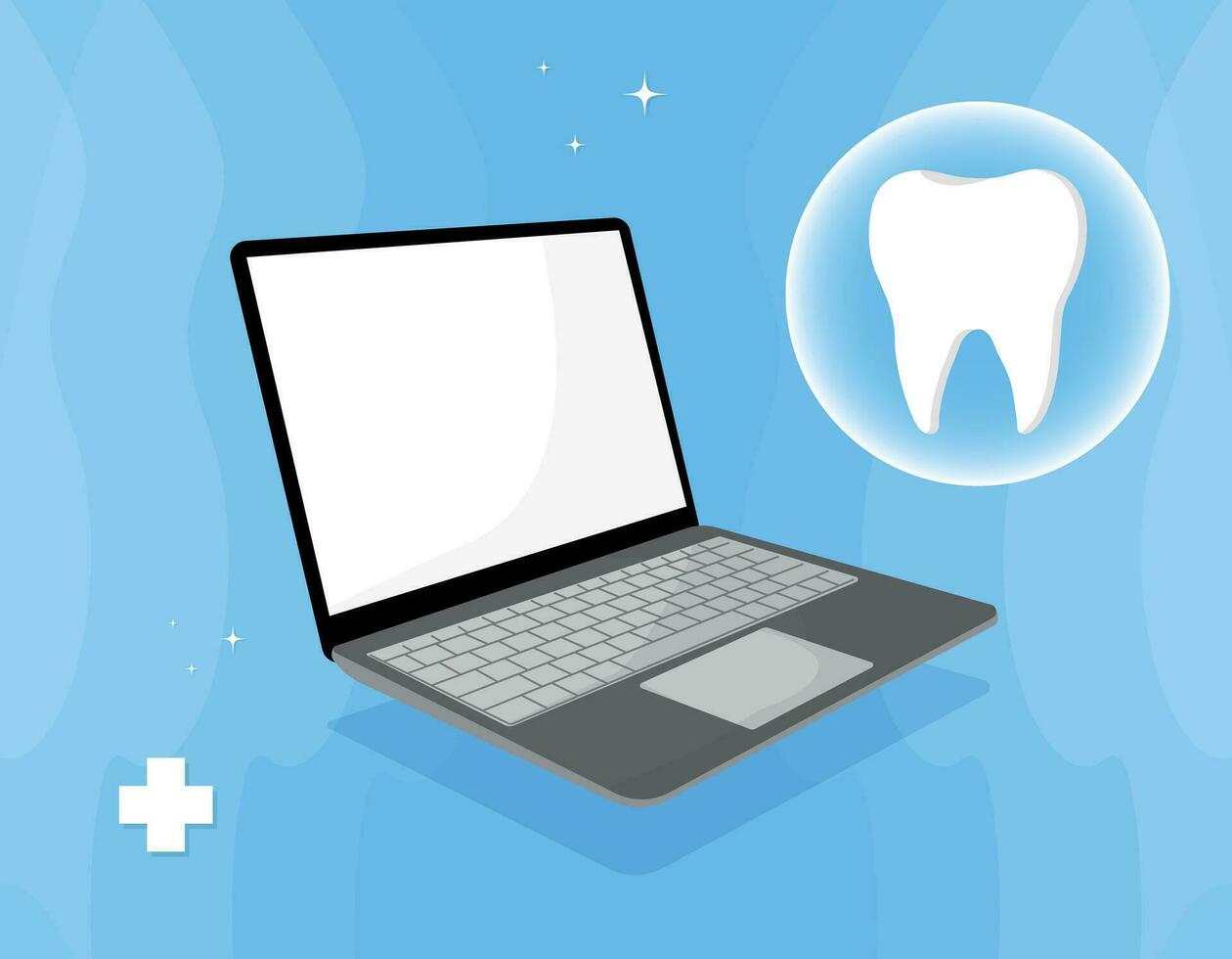 tooth icon on blue. Dentistry vector illustration. Book an appointment with a dentist. Illustration of a tooth