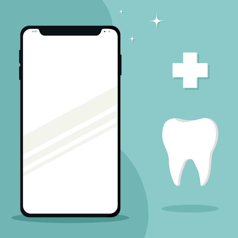 tooth icon on blue. Dentistry vector illustration. Book an appointment with a dentist. Illustration of a tooth