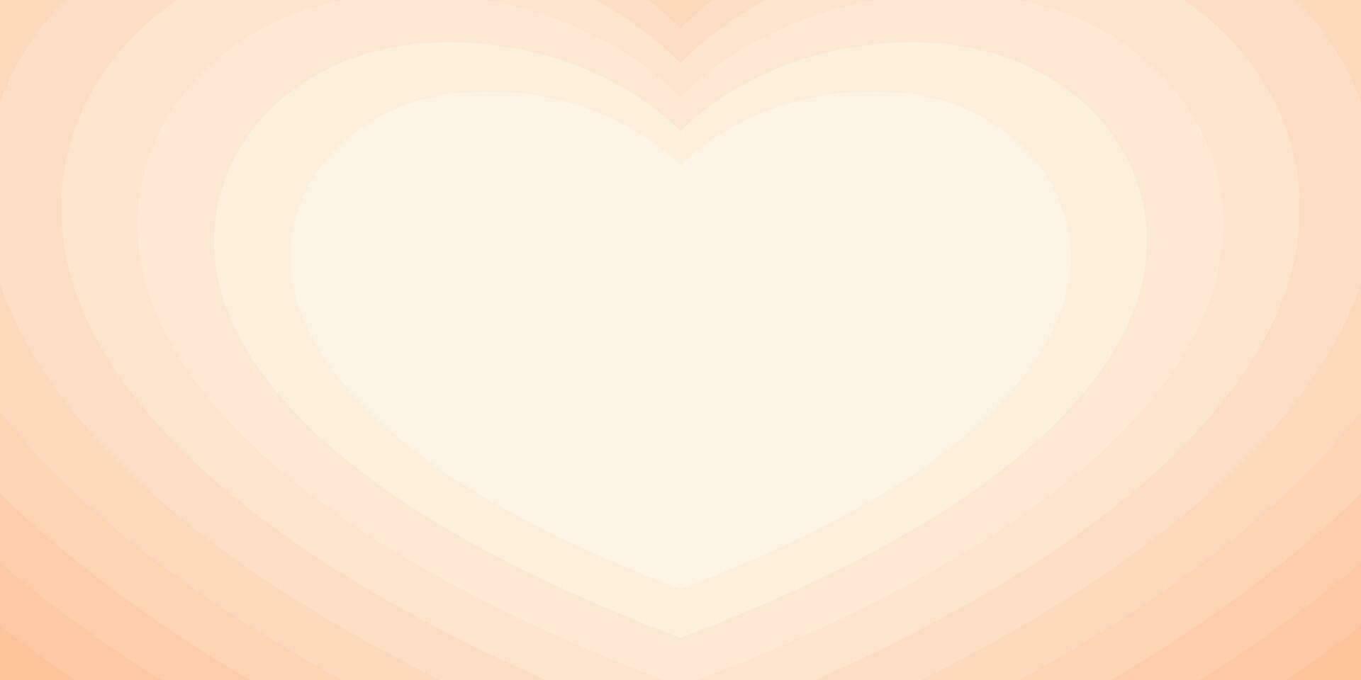 Monochrome Horizontal Background of Heart-Shaped Tunnel with a nice Peach color. Trendy Vector Illustration in Retro 60s, 70s Style.
