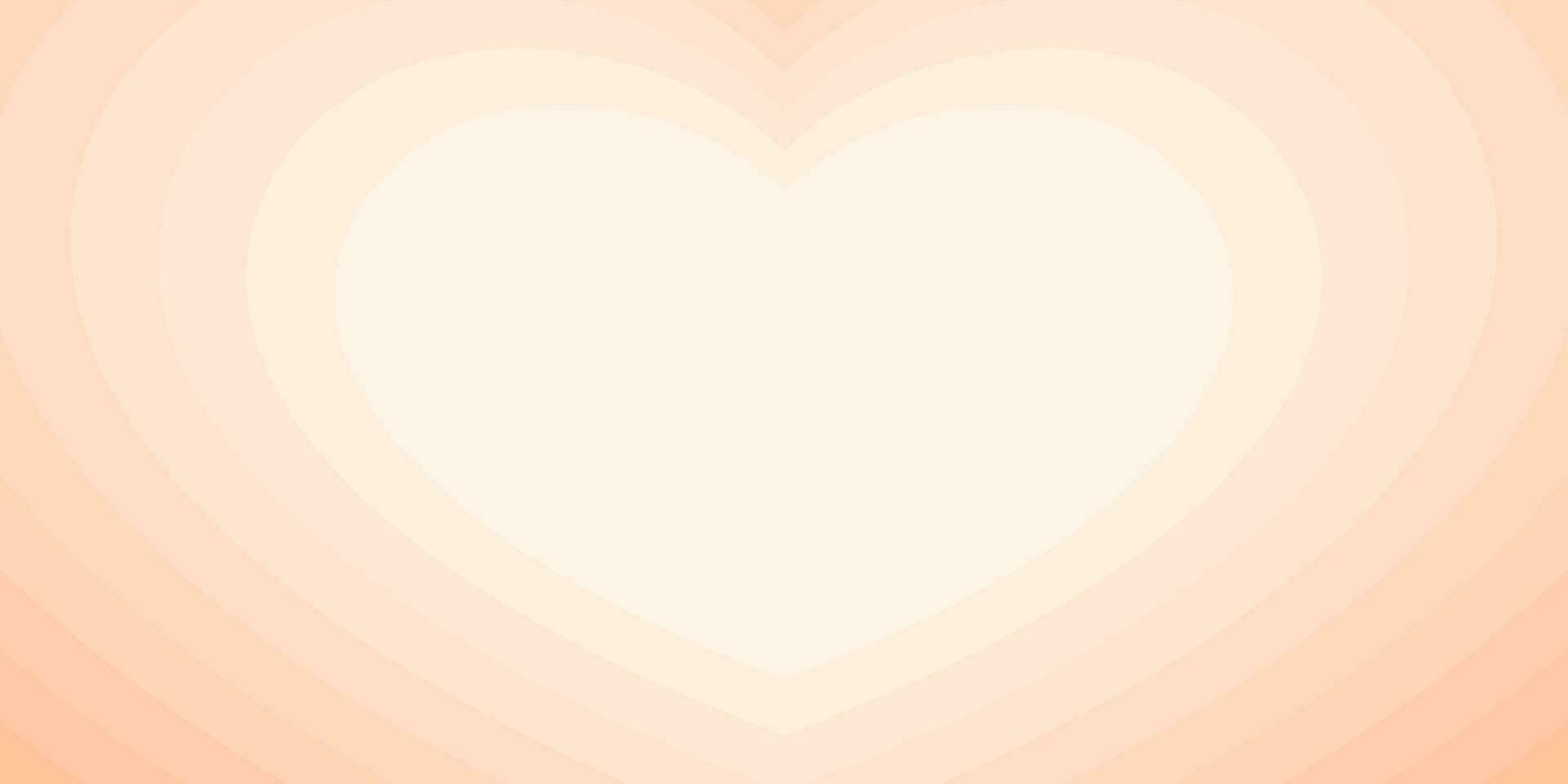 Monochrome Horizontal Background of Heart-Shaped Tunnel with a nice Peach color. Trendy Vector Illustration in Retro 60s, 70s Style.