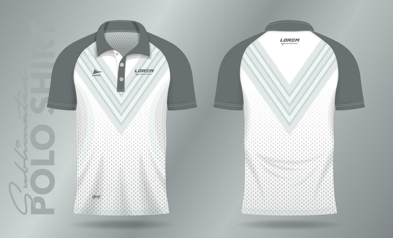 white abstract polo shirt mockup template design for sport uniform in front view and back view vector