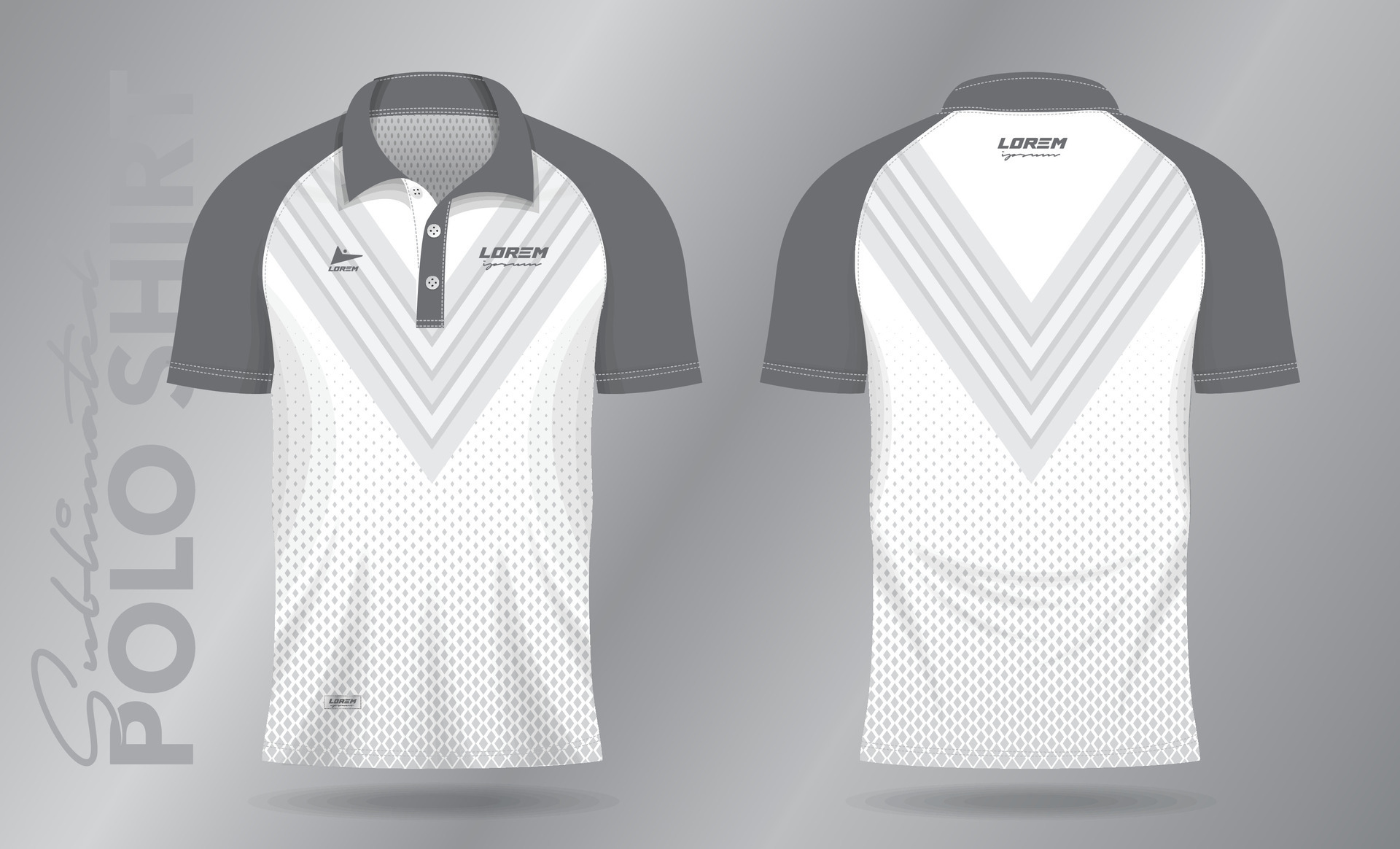 white abstract polo shirt mockup template design for sport uniform in ...