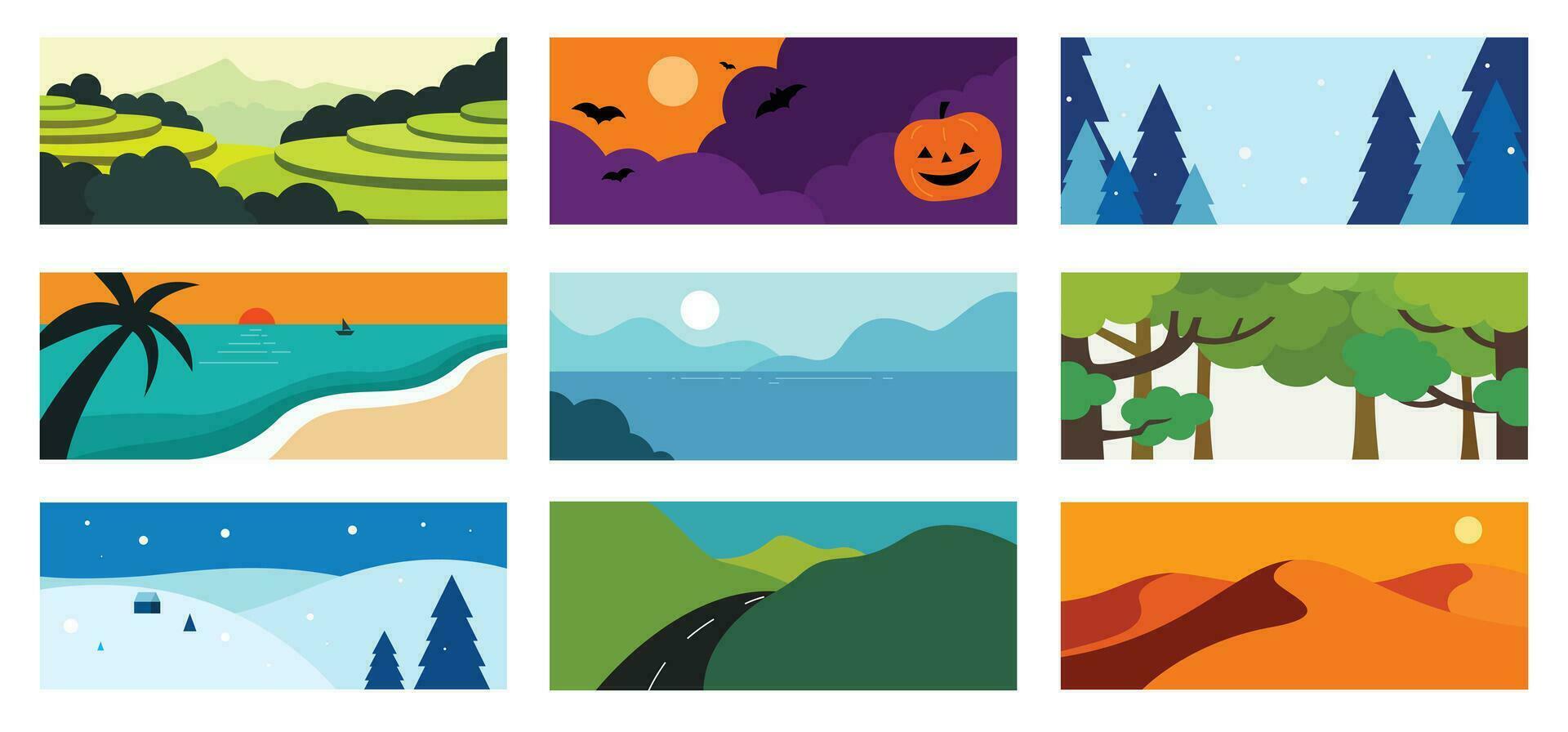 Set of seasonal banner design vector