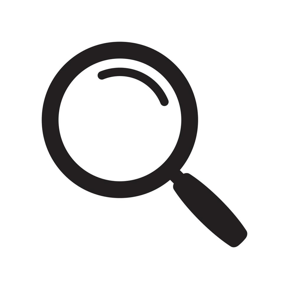 Magnifying glass icon, vector magnifier or loupe sign. Web search icon.