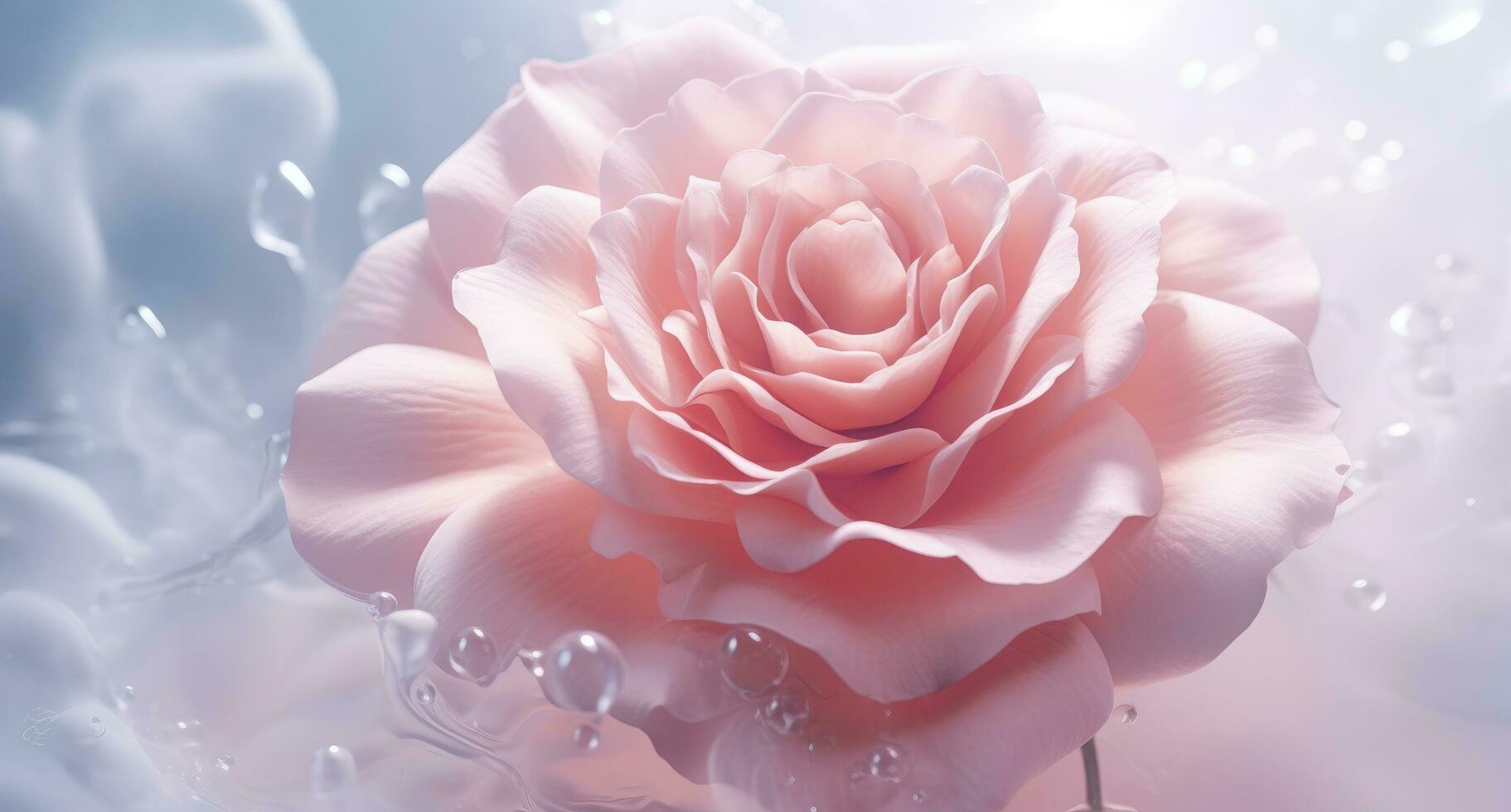 AI generated pink floral pink heart in pink background photo