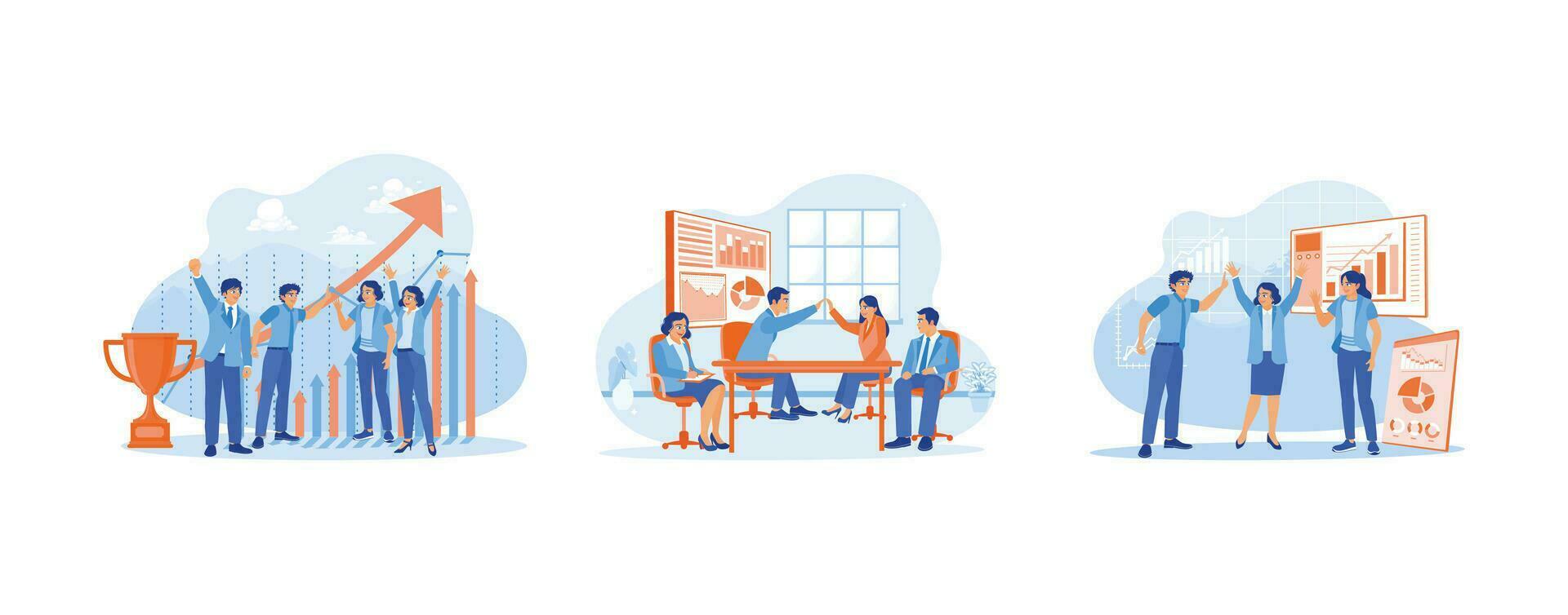 Solar panel installation concept, Installing solar modules. Scene with professional team and panels, set flat vector modern illustration