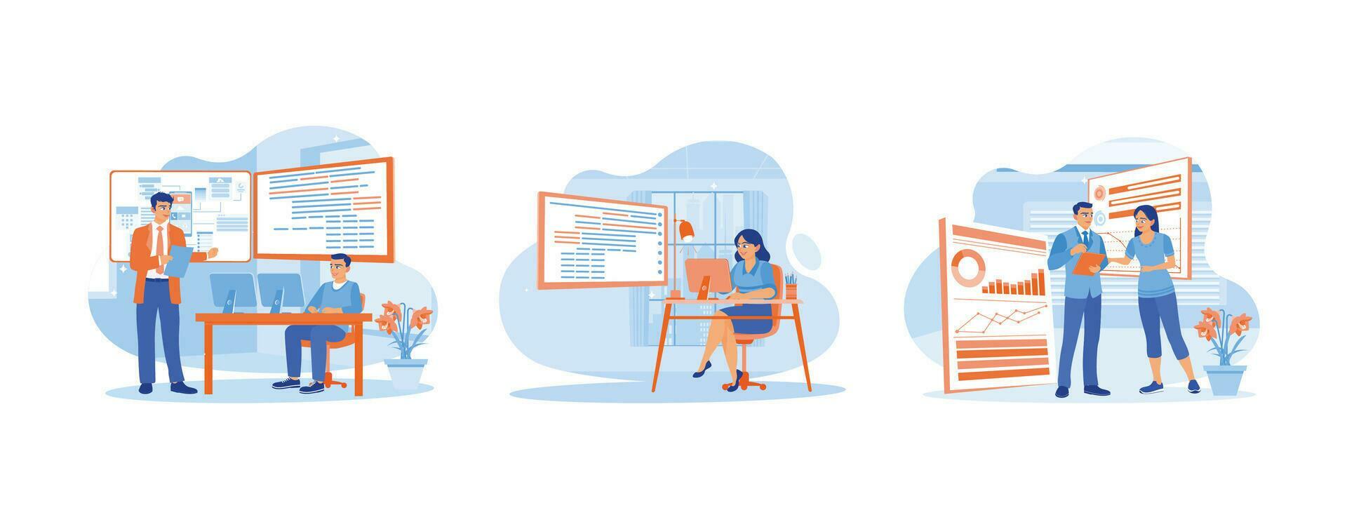 Software developer concept. Electronics development engineer showing ...