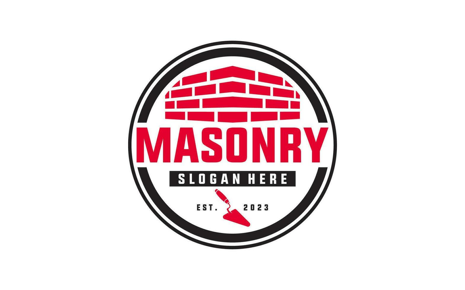 Vintage Masonry brick wall construction logo template vector