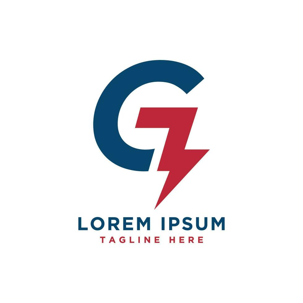 Letter G Logo monogram with Lightning bolt electrical sign design modern concept vector