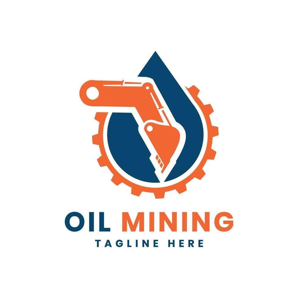 Oil Mining Logo design Modern Minimal concept for Oil and Fuel industry vector