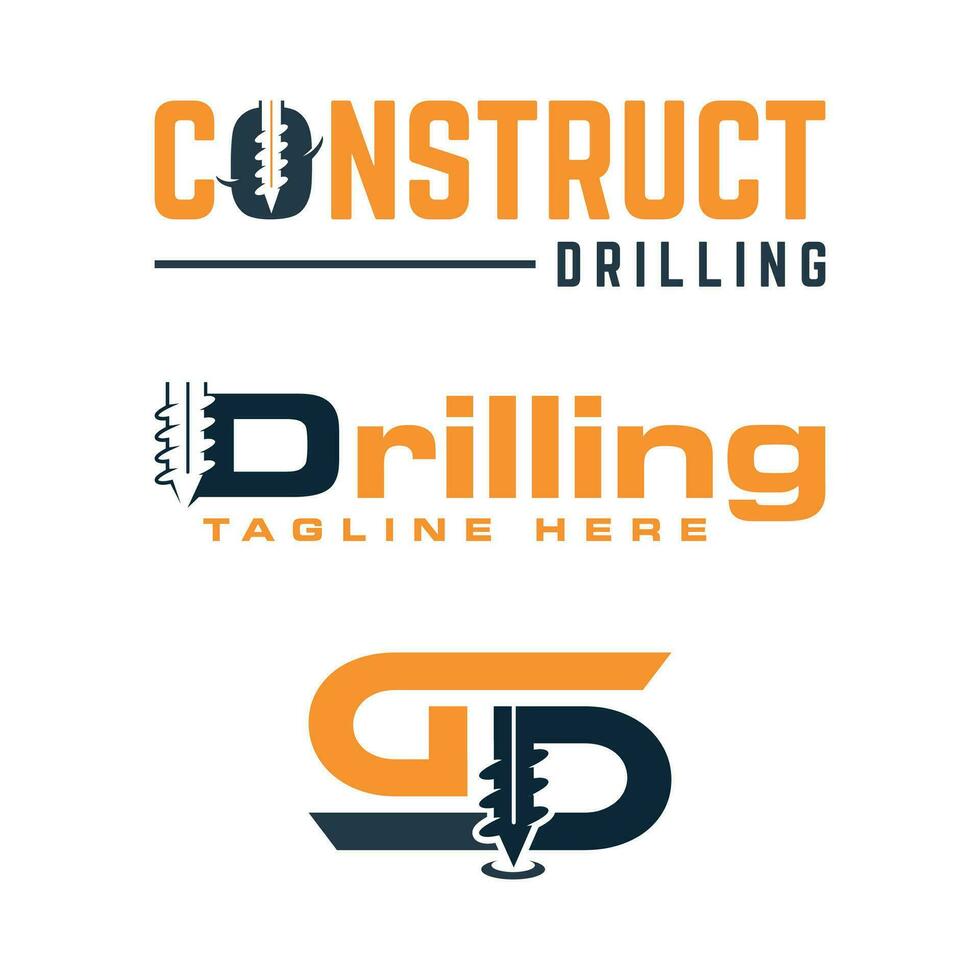 Drilling Logo design Collection For Industrial and Constructions works with modern minimal concepts vector