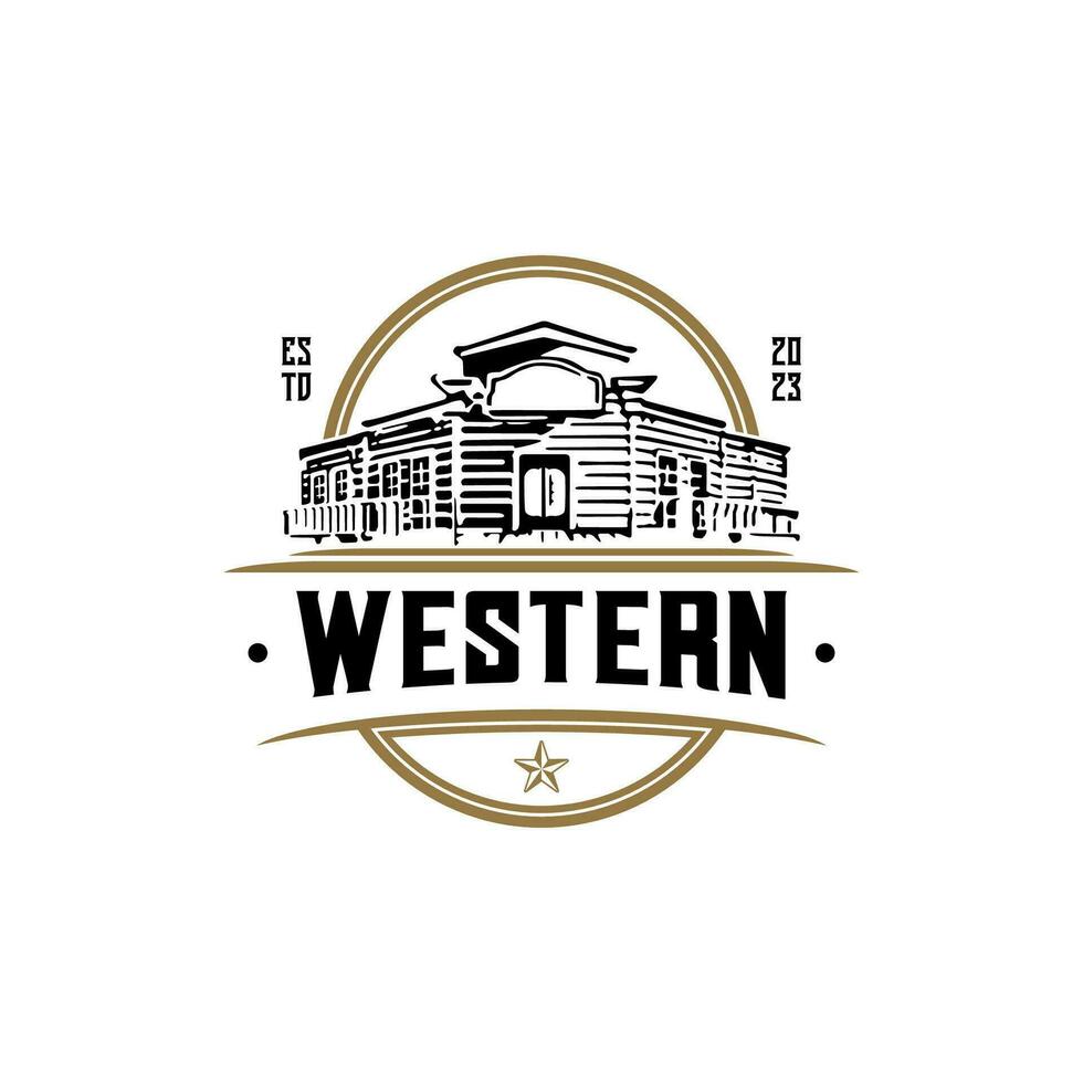 Vintage Retro Western Country Bar Emblem Logo design vector