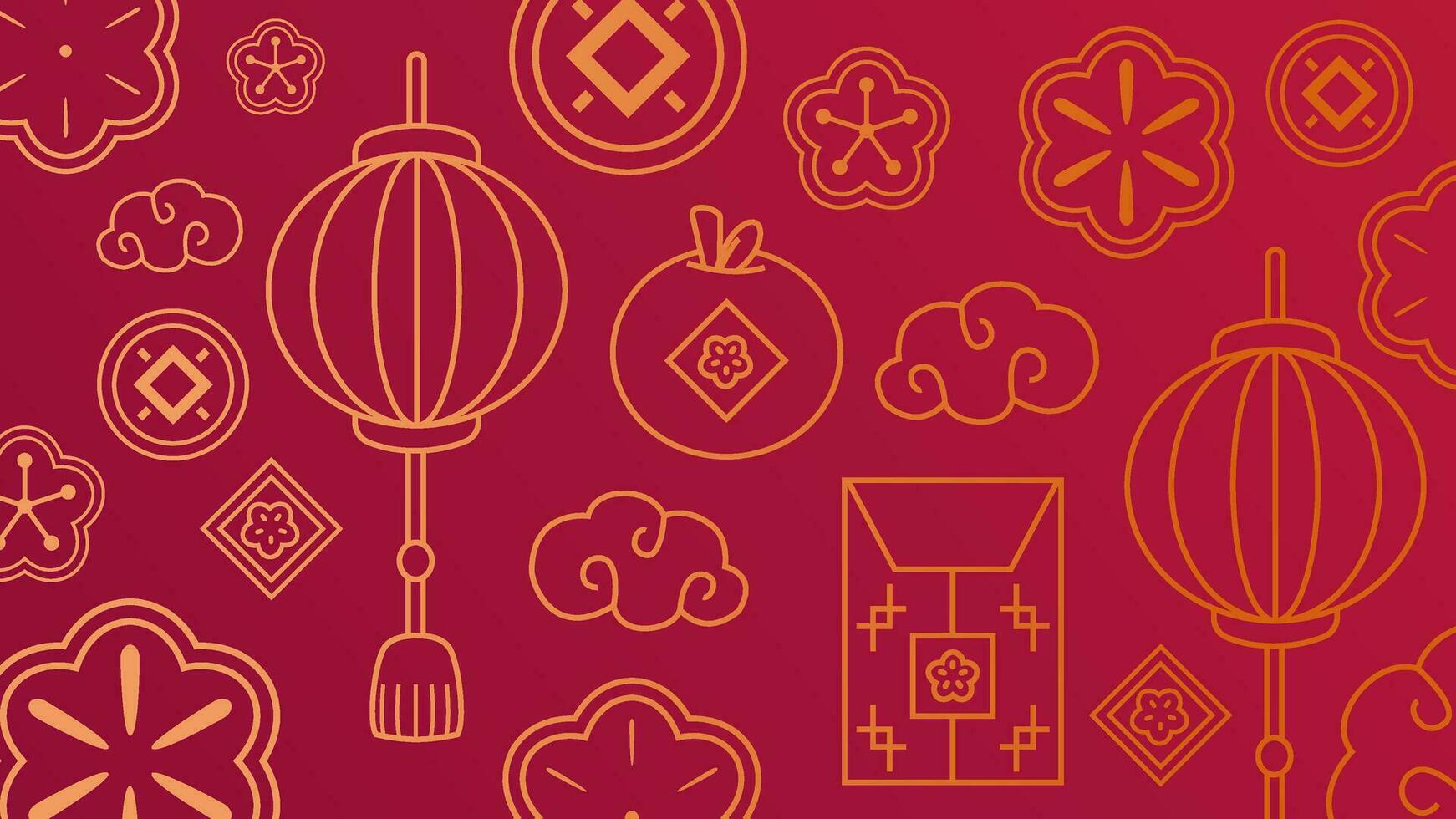 Chinese seamless pattern, oriental background for Chinese New Year. Vector illustration.