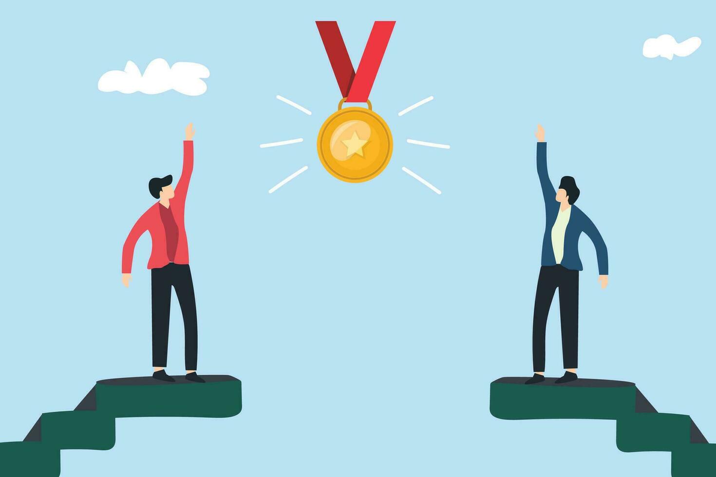 successful business management strategy, people receive trophies and medals. business concept vector