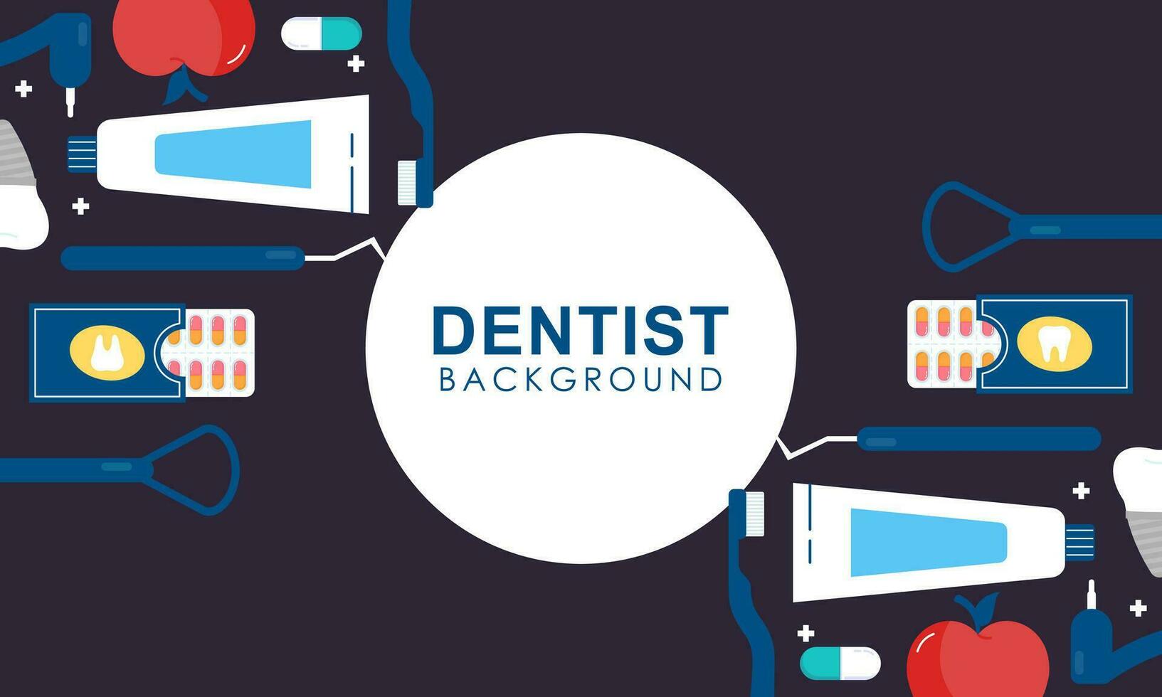 Dentist tools and equipment banner concept vector