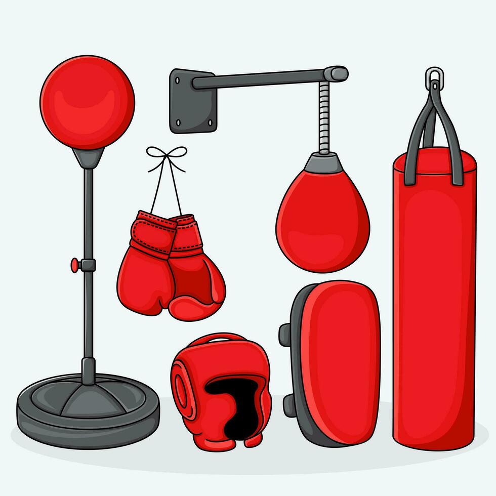 boxeo equipo colocar, vector elementos, ilustración