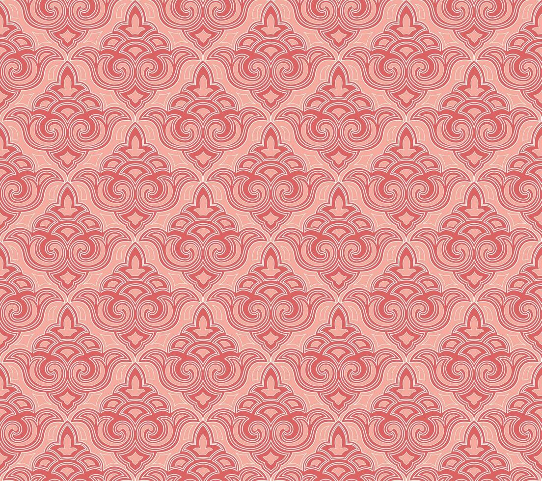 Abstract floral seamless textile pattern. Flourish tiled oriental ethnic background. Arabic ornament with asian flower motif. Good for fabric, textile, wallpaper or package background design. vector