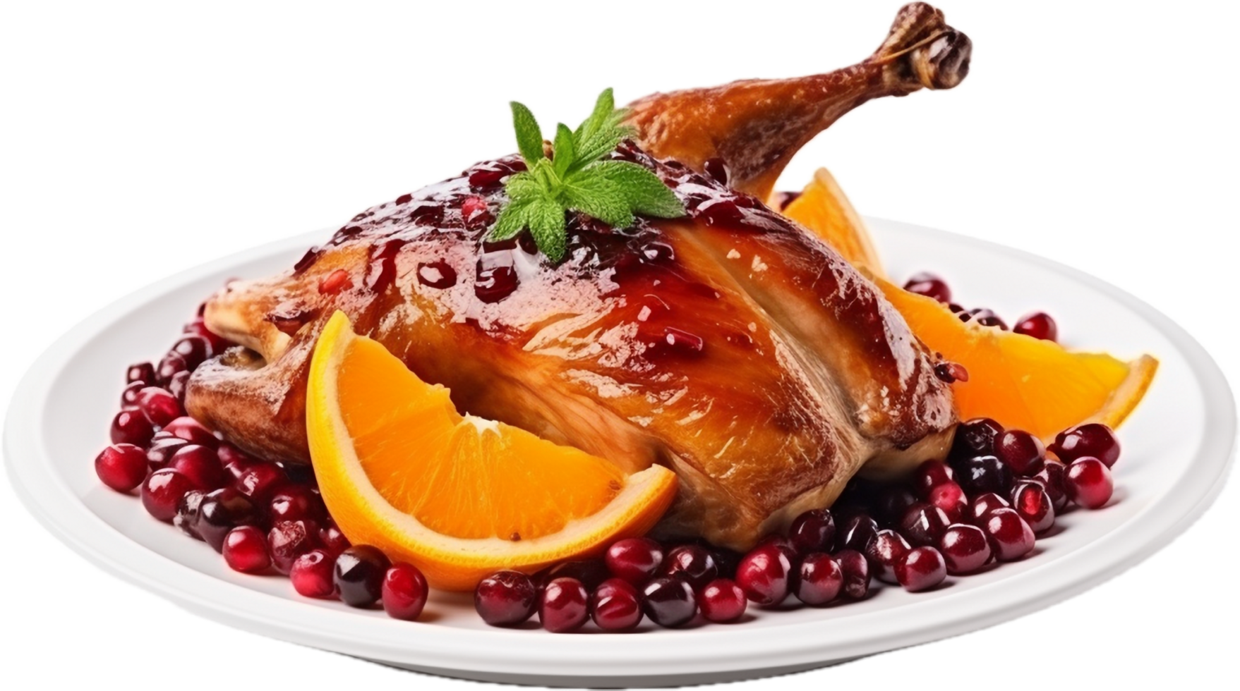 AI generated roasted duck leg with orange sauce png