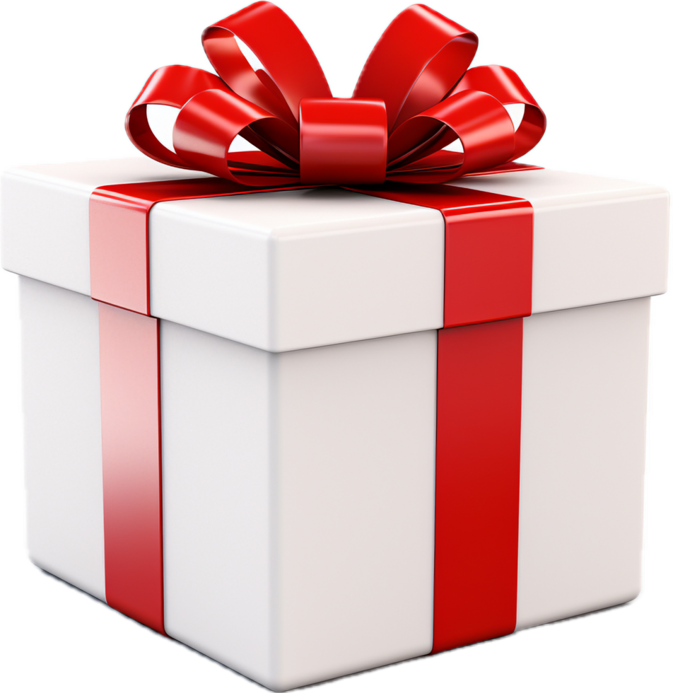 AI generated gift box with red ribbon png