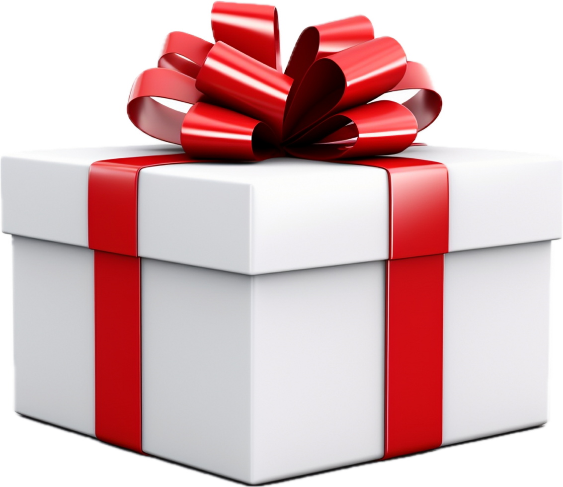 AI generated gift box with red ribbon png