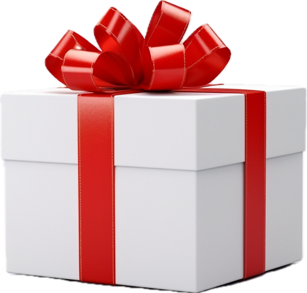 AI generated gift box with red ribbon png