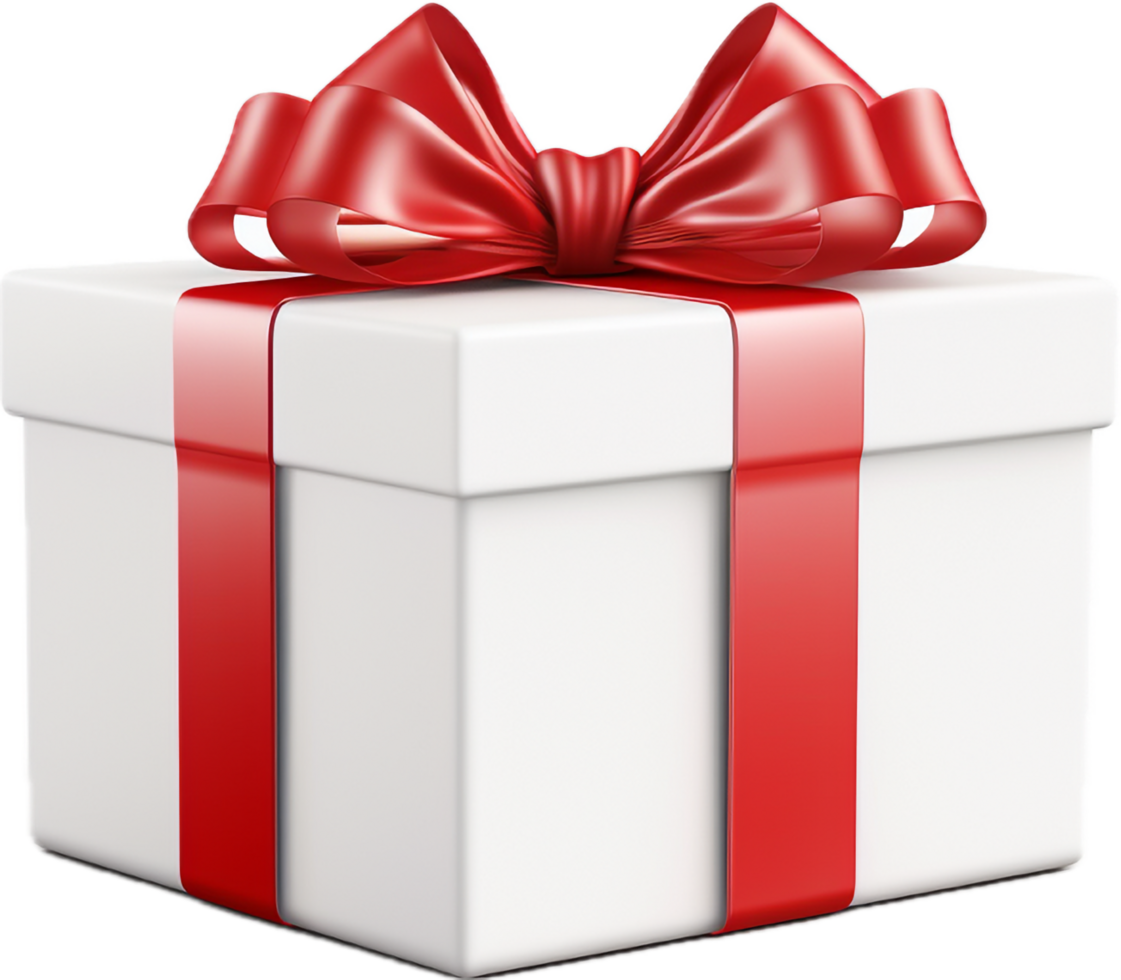 AI generated gift box with red ribbon png