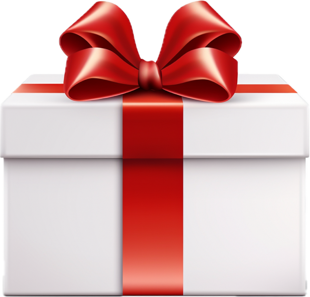 AI generated gift box with red ribbon png