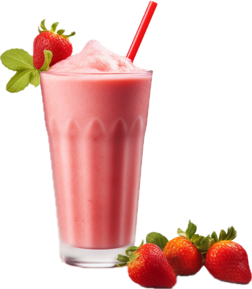 ai généré fraise smoothie dans une verre png