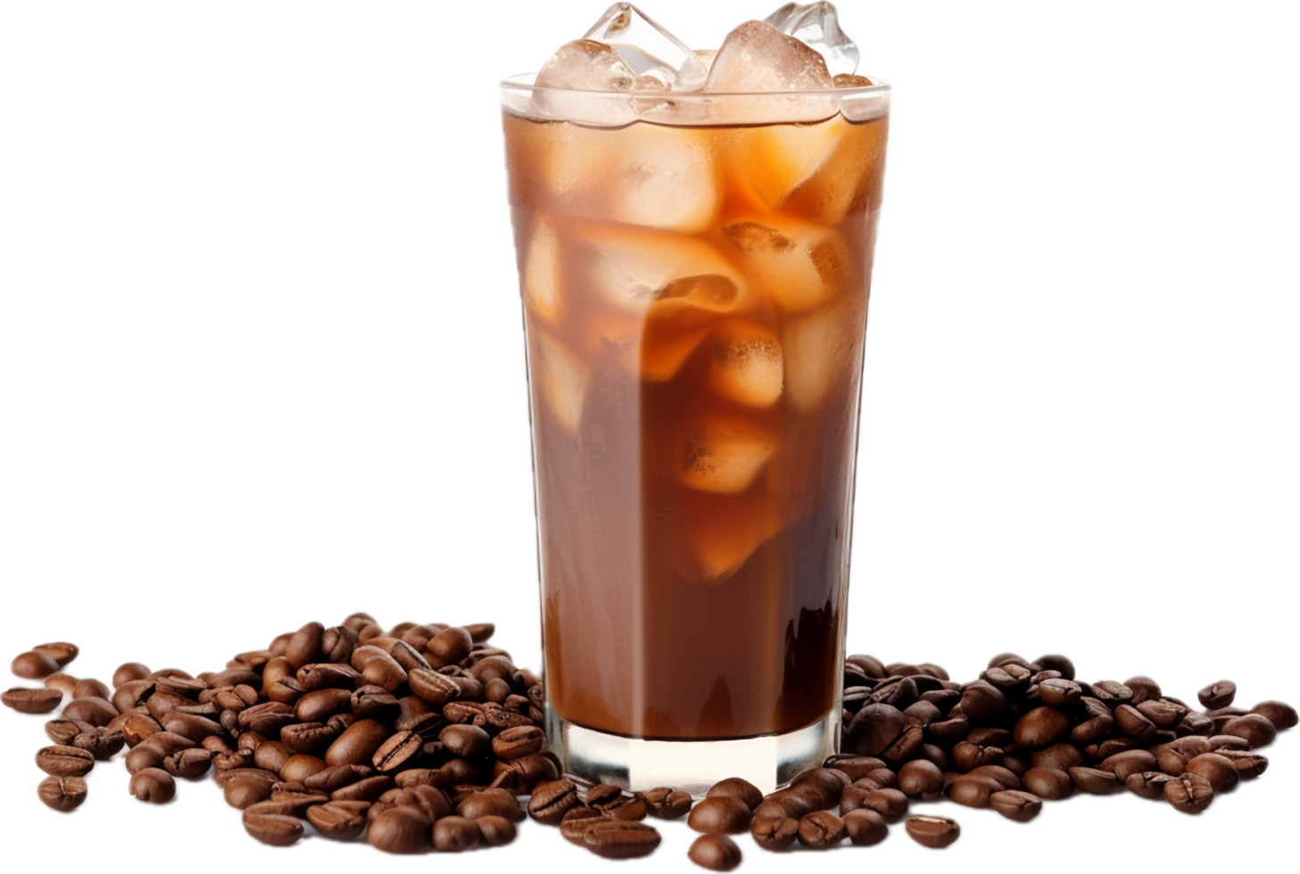 AI generated ice coffee in a tall glass with ice png