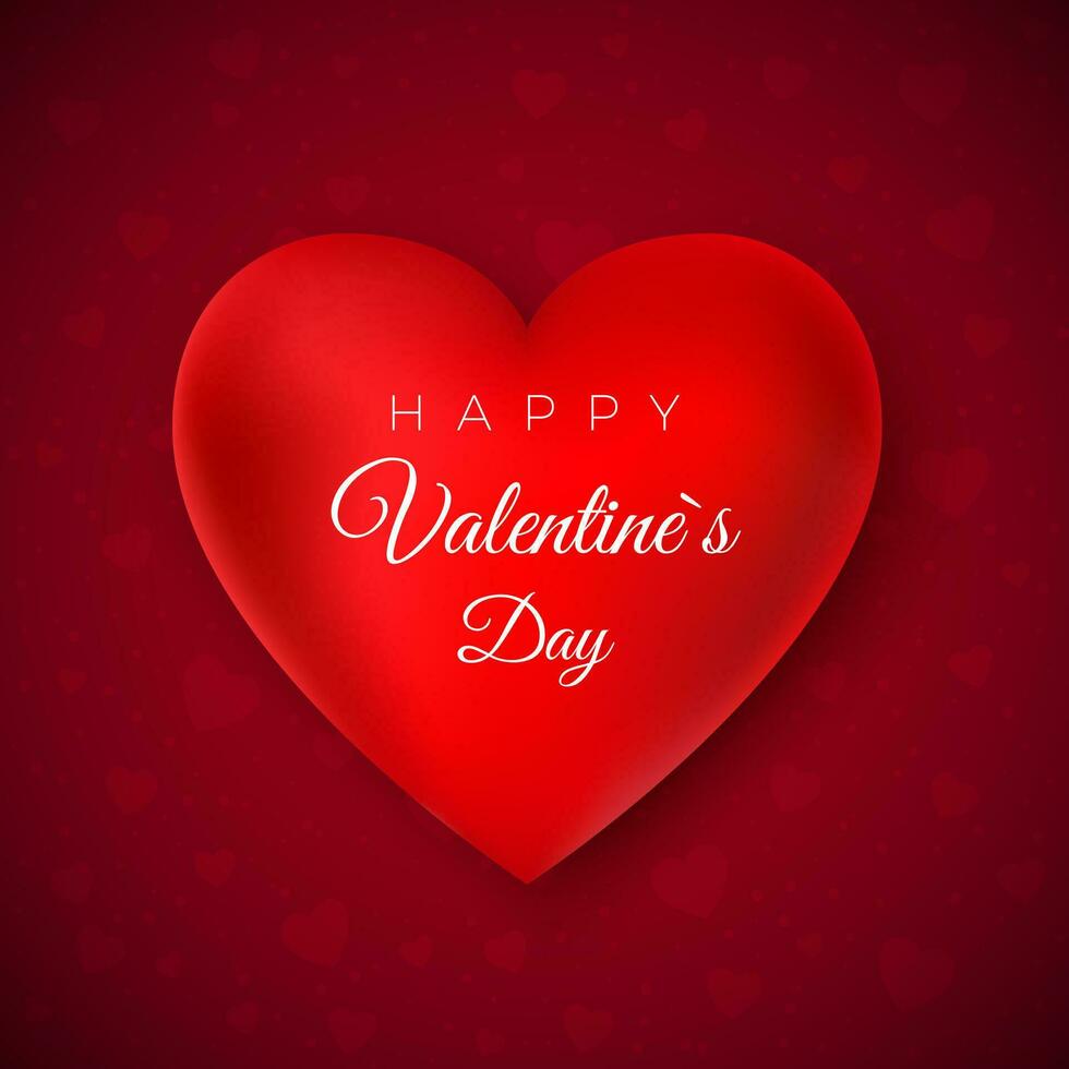 Valentines day greeting card. Happy Valentines day. Red heart with text on red background. vector illustration