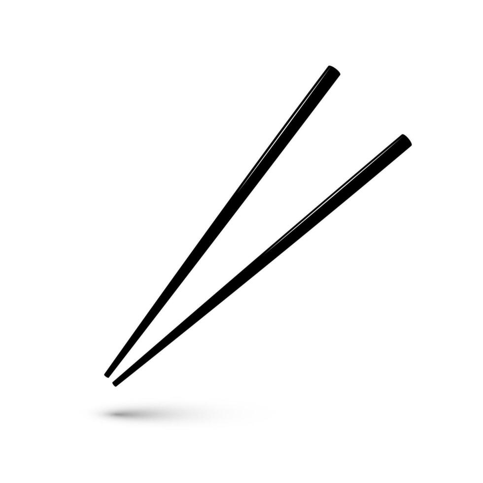 Black wooden chopsticks flat icon. Chopstick element Asian or oriental traditional culture. Vector isolated on white