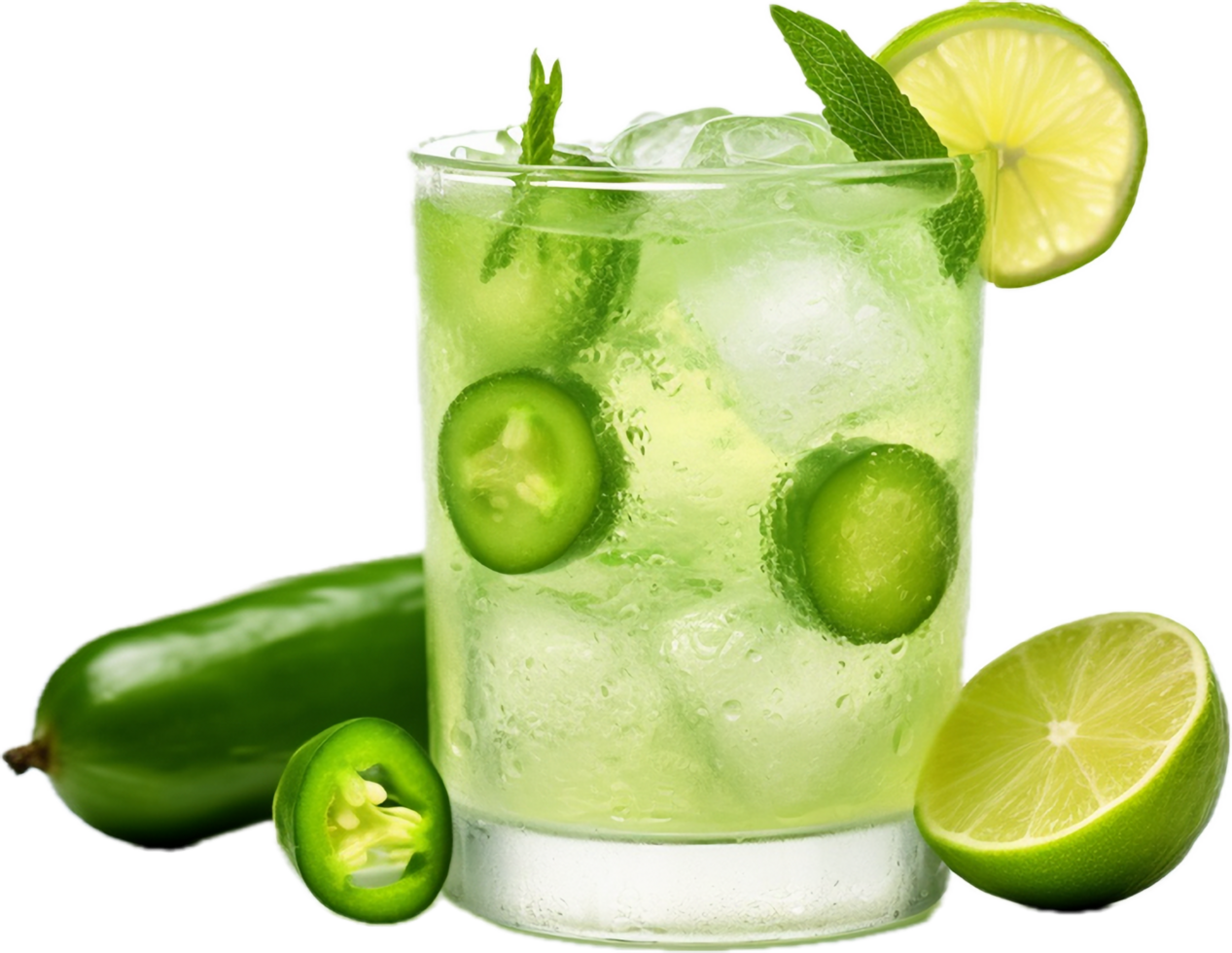 AI generated cocktail with lime and ice png