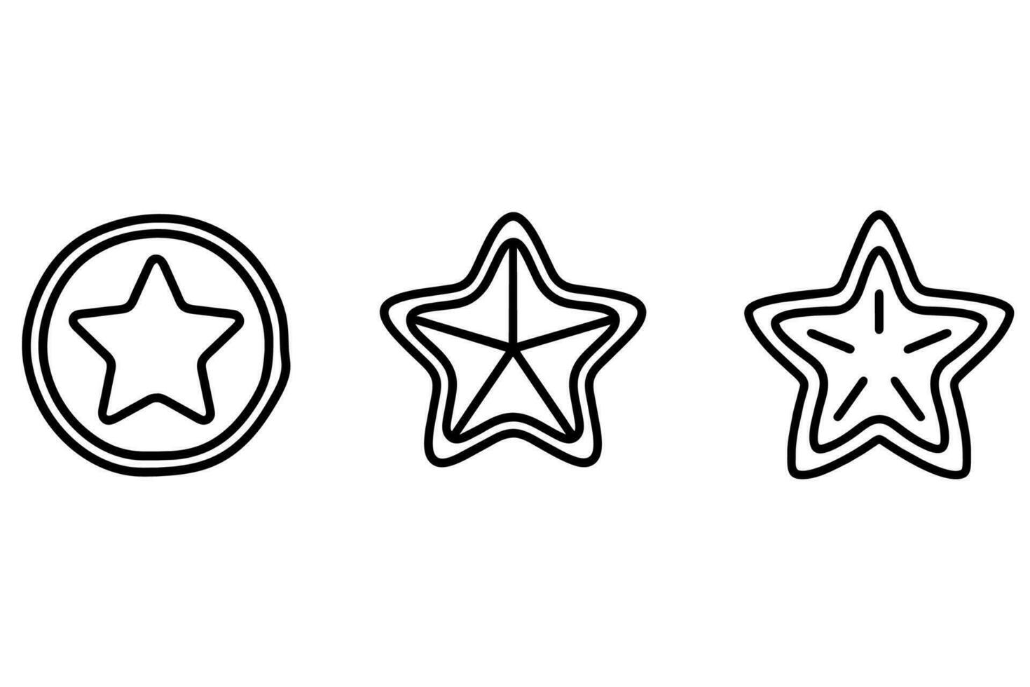 estrella línea Arte icono vector colocar.