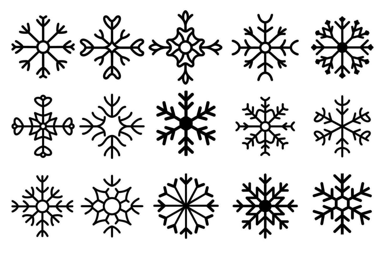 Snowflakes set. Vector illustration isolated on white background.
