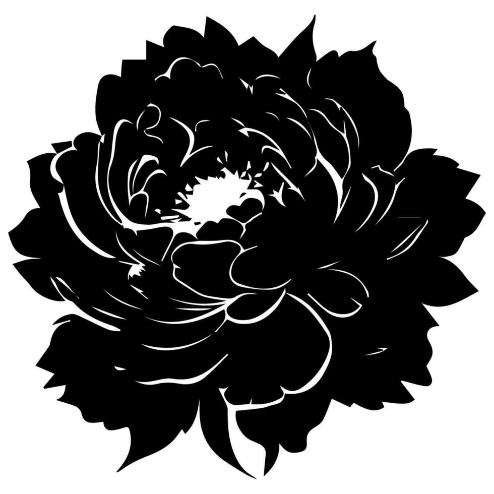 Black silhouette of a rose on a white background. Vector illustration.