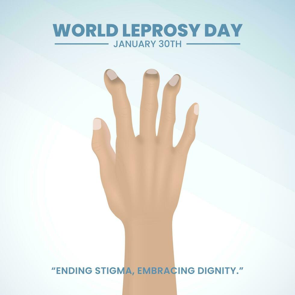 Square World Leprosy Day background with a claw hand in leprosy vector
