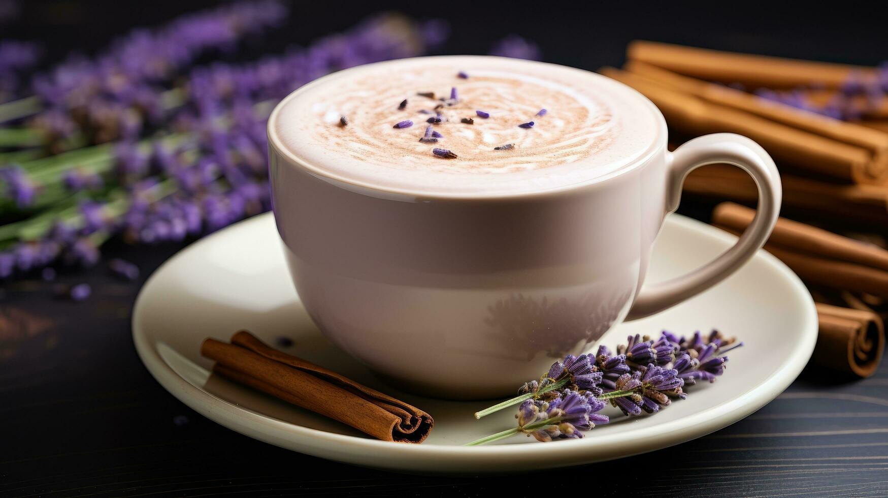 AI generated lavender cappuccino background photo