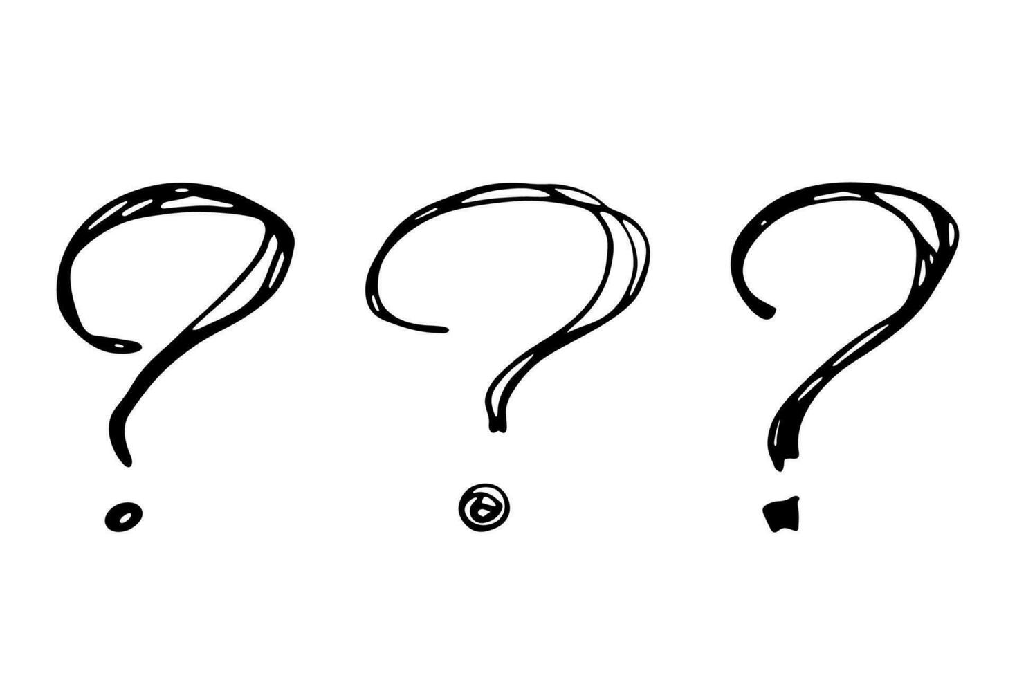 Hand drawn ink question mark illustration in sketch style. Elements for design vector